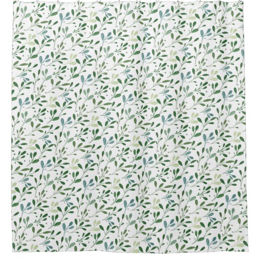 Green pattern leaves  douchegordijn (Voorkant)