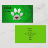 Green Paw Heart Cartes de visite (Devant / Derrière)