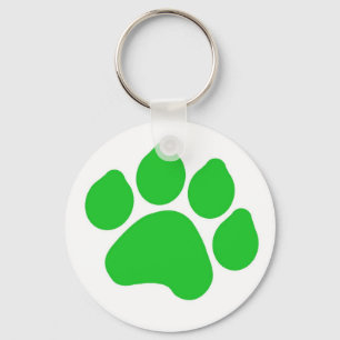 Green Paw Print Sleutelhanger