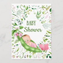 Green Pea Baby shower Invitation