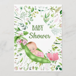 Green Pea Baby shower Invitation Kaart