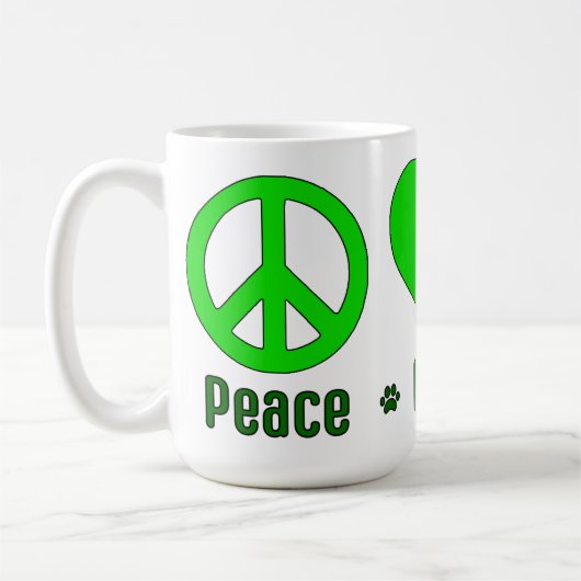 Green Peace Love BBG Mug (Gauche)