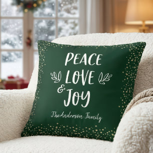 Green Peace Love Joy Citaat Moderne Typografie Naa Kussen