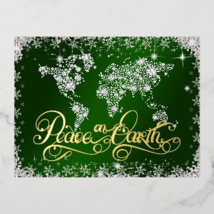 Green Peace op aarde Smaragd en Diamanten Folie Feestdagen Briefkaart