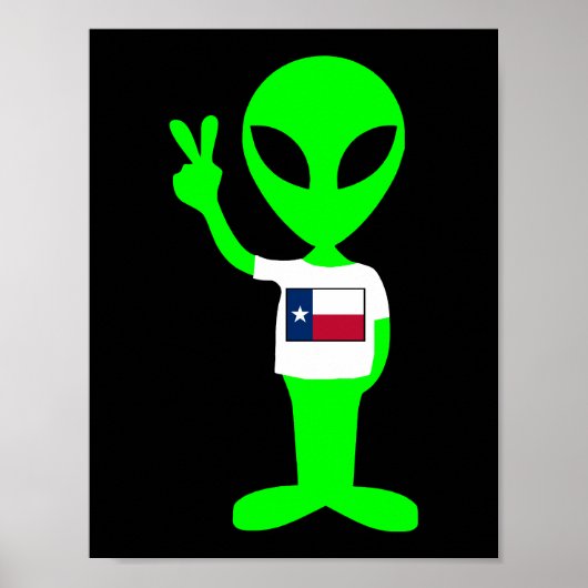 Green Peace Sign Alien Texas Poster du ventilateur (Devant)