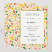 Green Peach Rose Red Yellow Fruity Birthday Kaart (Voorkant / Achterkant)