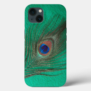 Green Peacock Feather iPhone 13 Hoesje