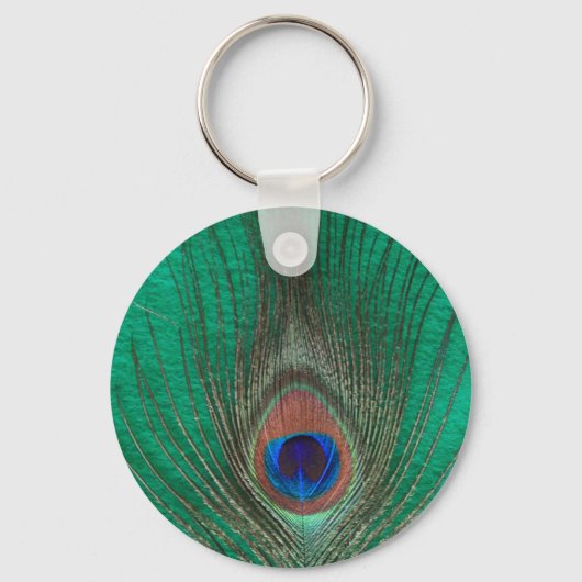 Green Peacock Feather Sleutelhanger (Voorkant)