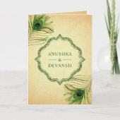 Green Peacock Feathers QR Code Indian Wedding (Voorkant)