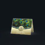 Green Peacock Mariage Merci Cartes<br><div class="desc">Green Peacock Mariage Thank You Cards - schématisé dans de magnifiques tons verts, aqua, or et une touche d'argent. Chaque carte est élégamment décorée avec des bijoux en argent imprimé aux accents de diamant. L'avant dispose d'un monogramme, que vous pouvez customiser à la dernière initiale du futur marié. Le fond...</div>