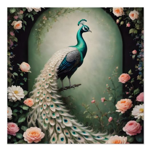 Green Peacock no 1 Glanzend Poster Perfect Poster (Voorkant)