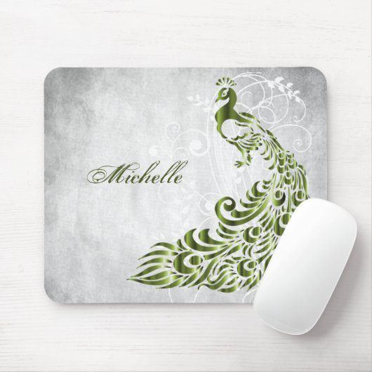 Green Peacock Personalized Mousepad Muismat (Met muis)