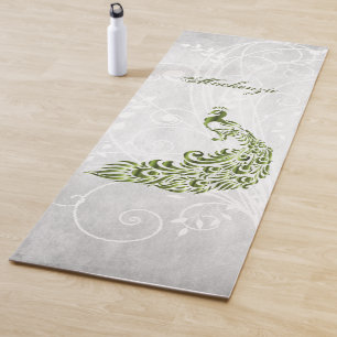 Green Peacock Personalized Yoga Mat