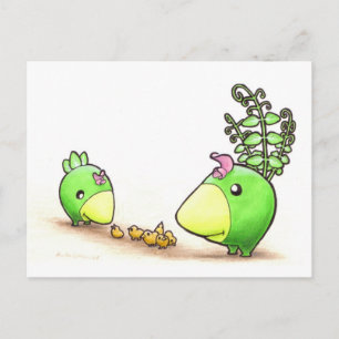 Green Peafowl Family Briefkaart