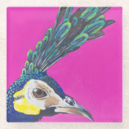 Green Peafowl Glazen Onderzetter
