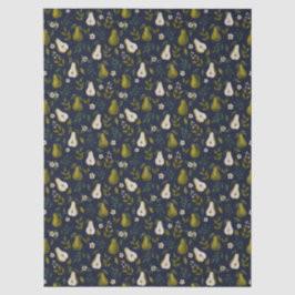 Green Pear Watercolor Pattern on Dark Blue  Tissuepapier