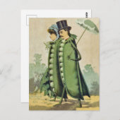 Green Peas Couple on Stroll Briefkaart (Voorkant / Achterkant)