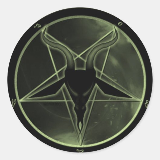 Green Pentagram Ronde Sticker (Voorkant)