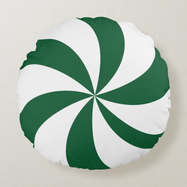 Green Peppermint Swirl Rond Kussen (Voorkant)