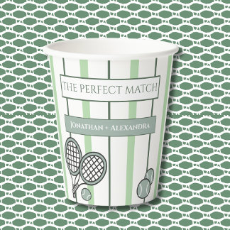 Green Perfect Match Tennis Couples Bridal Shower Papieren Bekers