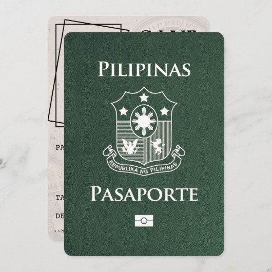 Green Philippines Passport Bewaar de datum Save The Date (Voorkant / Achterkant)