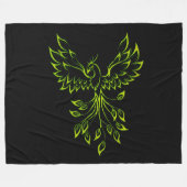 Green Phoenix Rises Zwart Fleece Deken (Voorkant (Horizontaal))