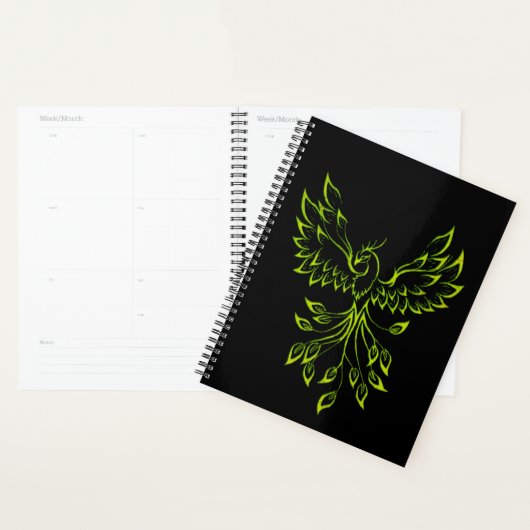 Green Phoenix stijgt op zwart Planner (Display)
