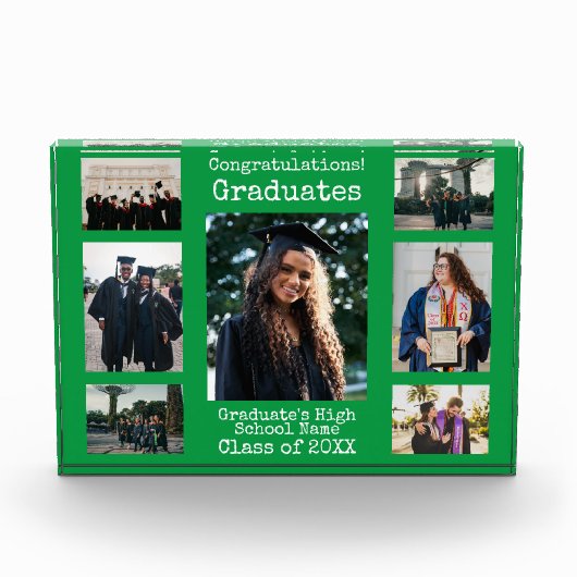 Green Photo Collage Gefeliciteerd Graduates Fotoblokken (Voorkant)
