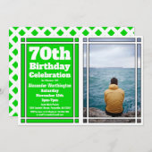 Green Photo Invitation de fête d'anniversaire 70th (Devant / Derrière)