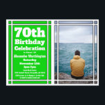 Green Photo Invitation de fête d'anniversaire 70th<br><div class="desc">Envoyez des invitations de fête à vos invités avec cette Green Photo 70th Birthday Party Invitation. Customisez avec les détails de votre fête et la photo préférée.</div>