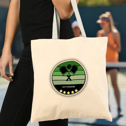 Green Pickleball Paddle Tote Bag