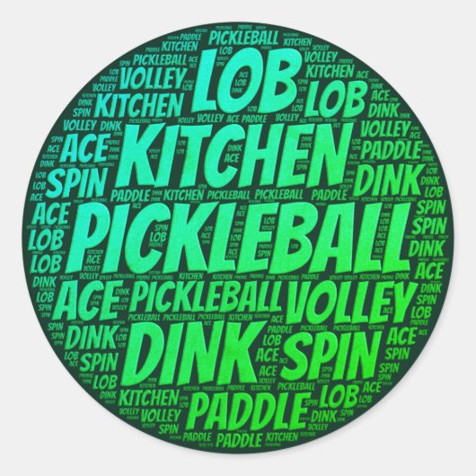 Green Pickleball Typografie Sticker (Voorkant)