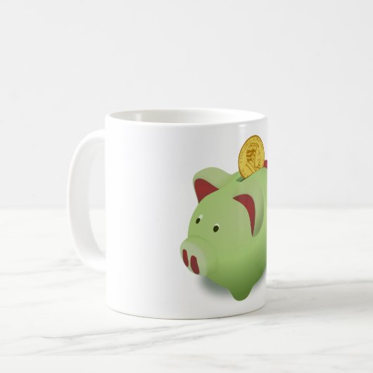 Green Piggy Bank Mok (Voorkant links)