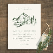Green Pine Bossen Mountain Sketch Wedding Invite Bedankkaart
