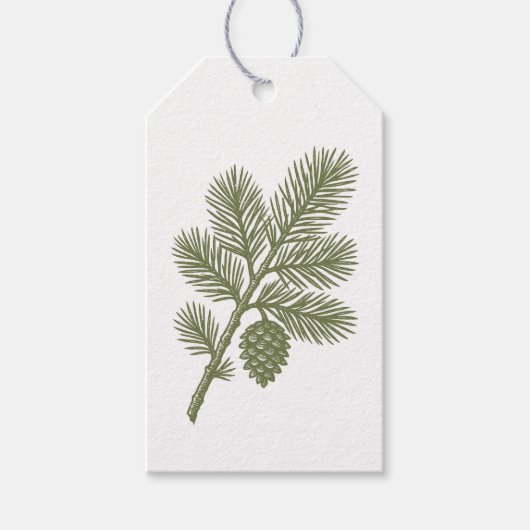 Green Pine Branch Tag Cadeaulabel (Voorkant)