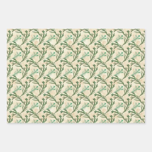 Green Pine Branches kerst Inpakpapier Vel (Voorkant)