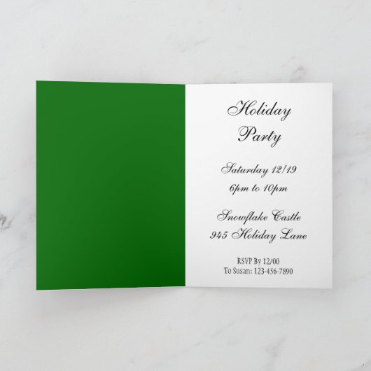 Green Pine Custom Foled Holiday Invitation (Intérieur)