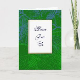 Green Pine Custom Foled Holiday Invitation