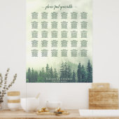 Green Pine Forest 30 Table Wedding Seating Chart Poster (Keuken)