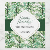 Green Pine Forest Holiday Wijn Etiket (Enkel label)