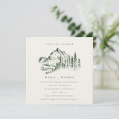 Green Pine Mountain Sketch Couples Shower Invite Bedankkaart (Staand voorkant)