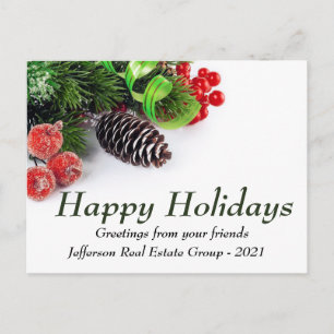 Green Pine Red Prettige feestdagen Corporate Greet Briefkaart