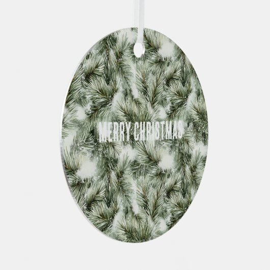 Green Pine Tree Christmas Metalen Ornament (Voorkant Rechts)