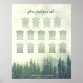 Green Pine Trees 14 Table Wedding Seating Chart Poster (Voorkant)