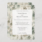 Green Pine Trees Wedding Kaart (Voorkant / Achterkant)