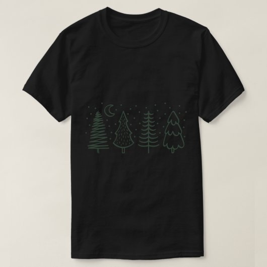 Green Pine Trees Winter Forest Modern Kerstmis T-shirt (Design voorkant)