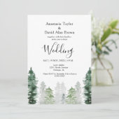 Green Pines Mountain Invitation de mariage d'hiver (Debout devant)