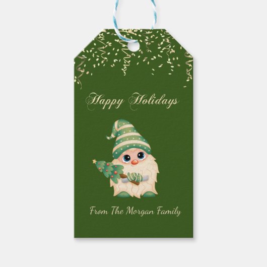 Green PineTree,Confetti,groen Cadeaulabel (Voorkant)