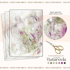 Green Pink Abstract Design Decoupage Tissue Paper Tissuepapier