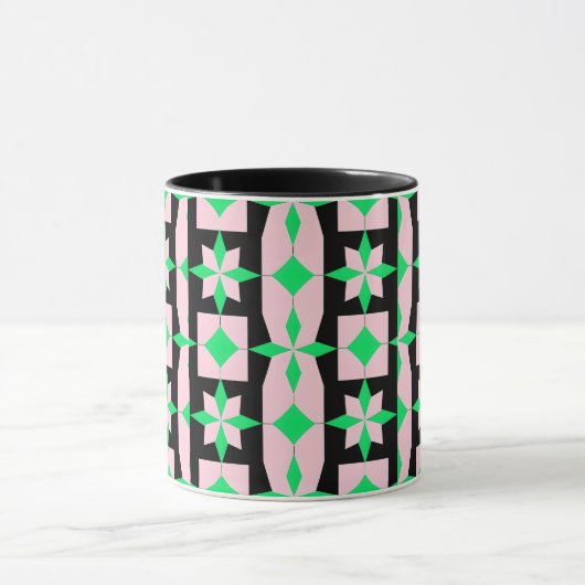 Green, pink and Black Geometric Design Mok (Midden)